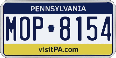 PA license plate MOP8154