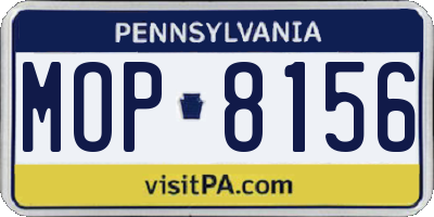 PA license plate MOP8156