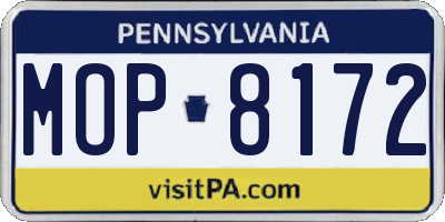 PA license plate MOP8172