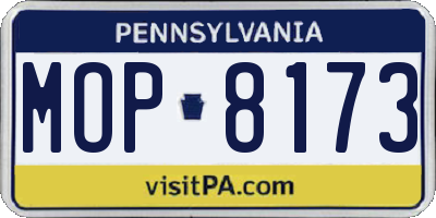 PA license plate MOP8173