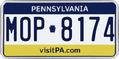 PA license plate MOP8174