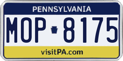 PA license plate MOP8175