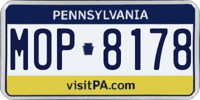 PA license plate MOP8178