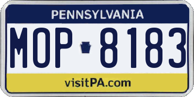 PA license plate MOP8183