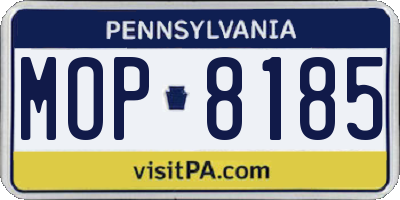 PA license plate MOP8185