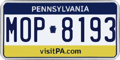 PA license plate MOP8193