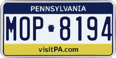 PA license plate MOP8194