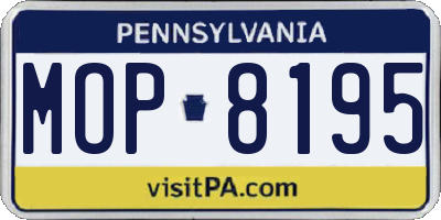 PA license plate MOP8195