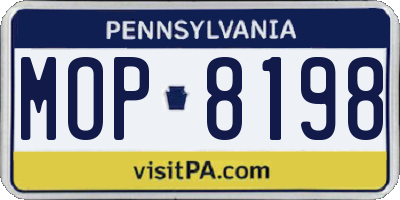 PA license plate MOP8198