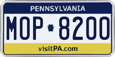 PA license plate MOP8200