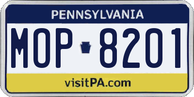PA license plate MOP8201