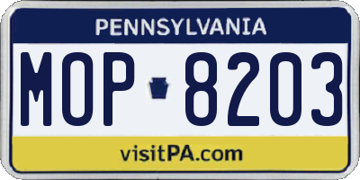 PA license plate MOP8203