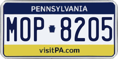PA license plate MOP8205