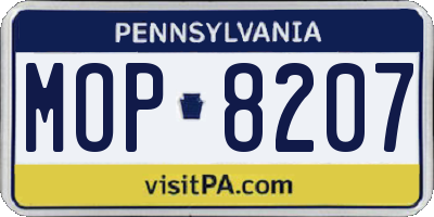 PA license plate MOP8207