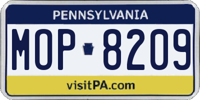 PA license plate MOP8209