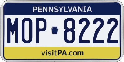 PA license plate MOP8222