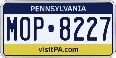 PA license plate MOP8227