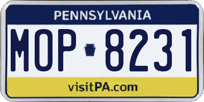 PA license plate MOP8231