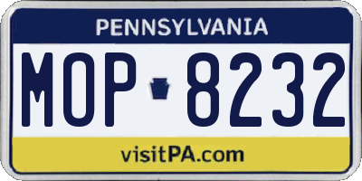 PA license plate MOP8232