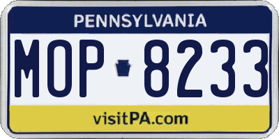 PA license plate MOP8233