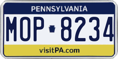 PA license plate MOP8234