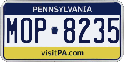 PA license plate MOP8235