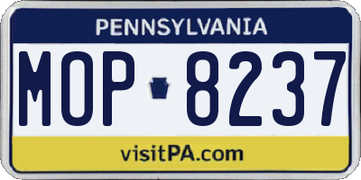 PA license plate MOP8237