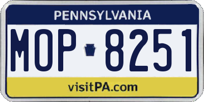 PA license plate MOP8251