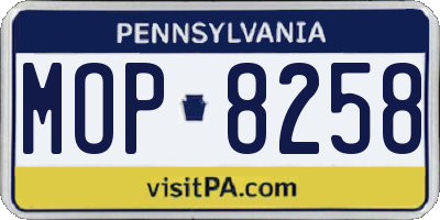 PA license plate MOP8258