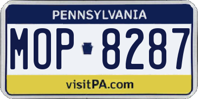 PA license plate MOP8287