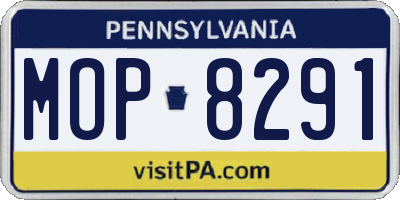 PA license plate MOP8291
