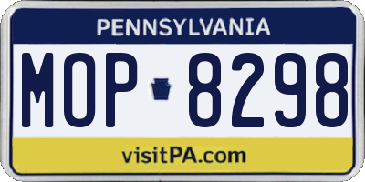 PA license plate MOP8298
