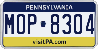 PA license plate MOP8304