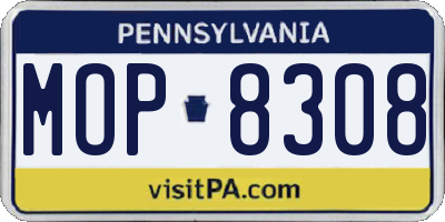 PA license plate MOP8308