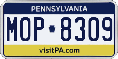 PA license plate MOP8309