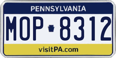 PA license plate MOP8312