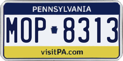 PA license plate MOP8313