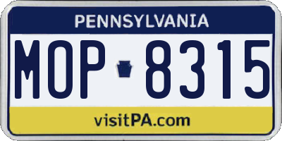 PA license plate MOP8315
