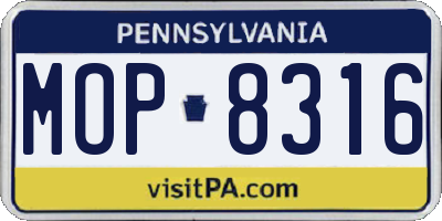 PA license plate MOP8316