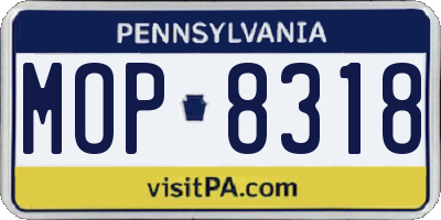 PA license plate MOP8318