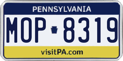 PA license plate MOP8319