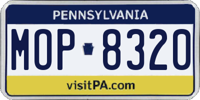PA license plate MOP8320