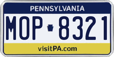 PA license plate MOP8321