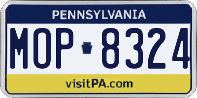 PA license plate MOP8324