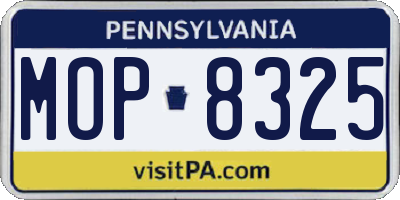PA license plate MOP8325