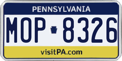 PA license plate MOP8326