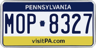PA license plate MOP8327