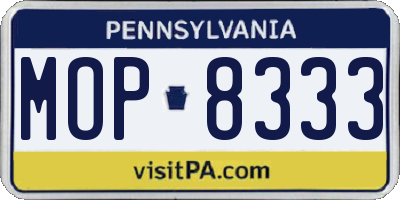 PA license plate MOP8333