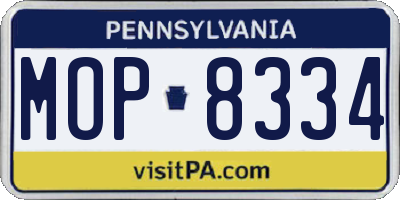 PA license plate MOP8334