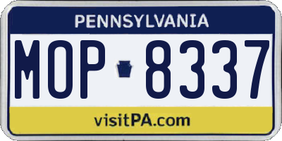 PA license plate MOP8337